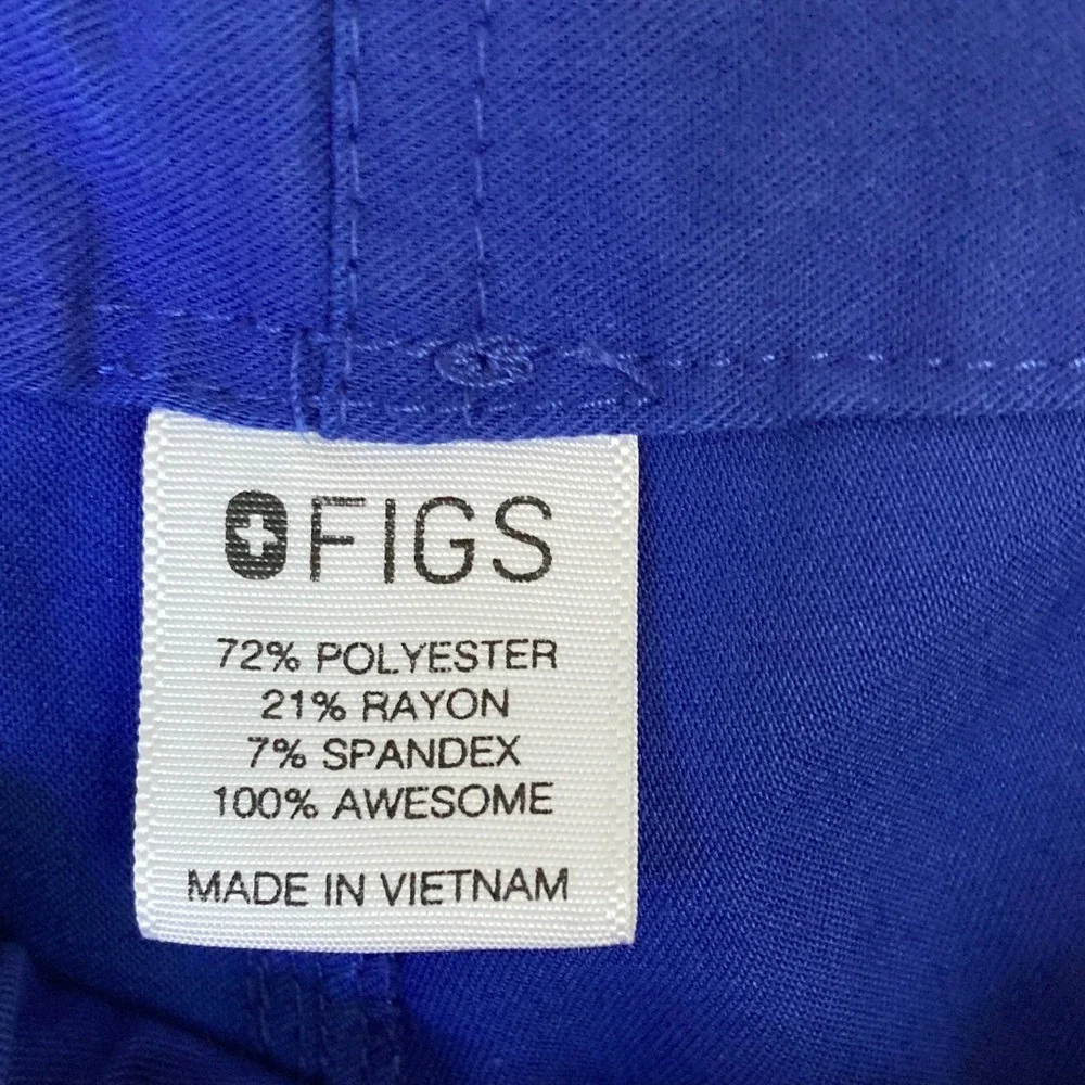 Figs Men's Blue Basic Scrub Pants Size Medium Tie Waist Straight Leg 4‎ Pocket
